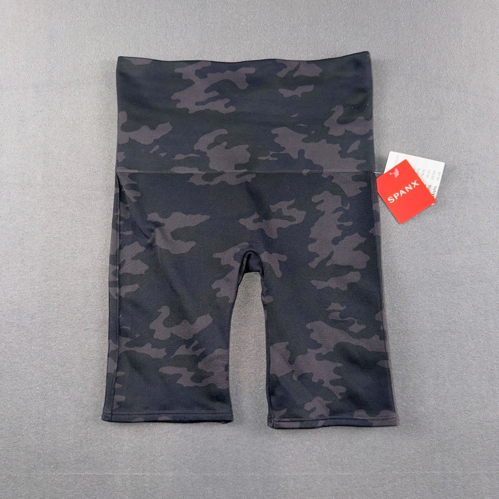 Spanx Look At Me Now Bike Shorts Black Camo High Waisted Seamless 50180R Women S